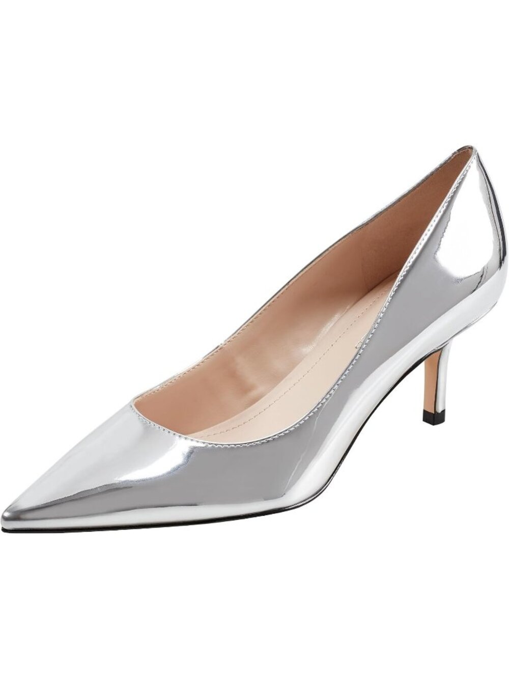 Women's Silver Modern Pointed Toe Alola Dress Casual Pumps Pull On Heel Shoes